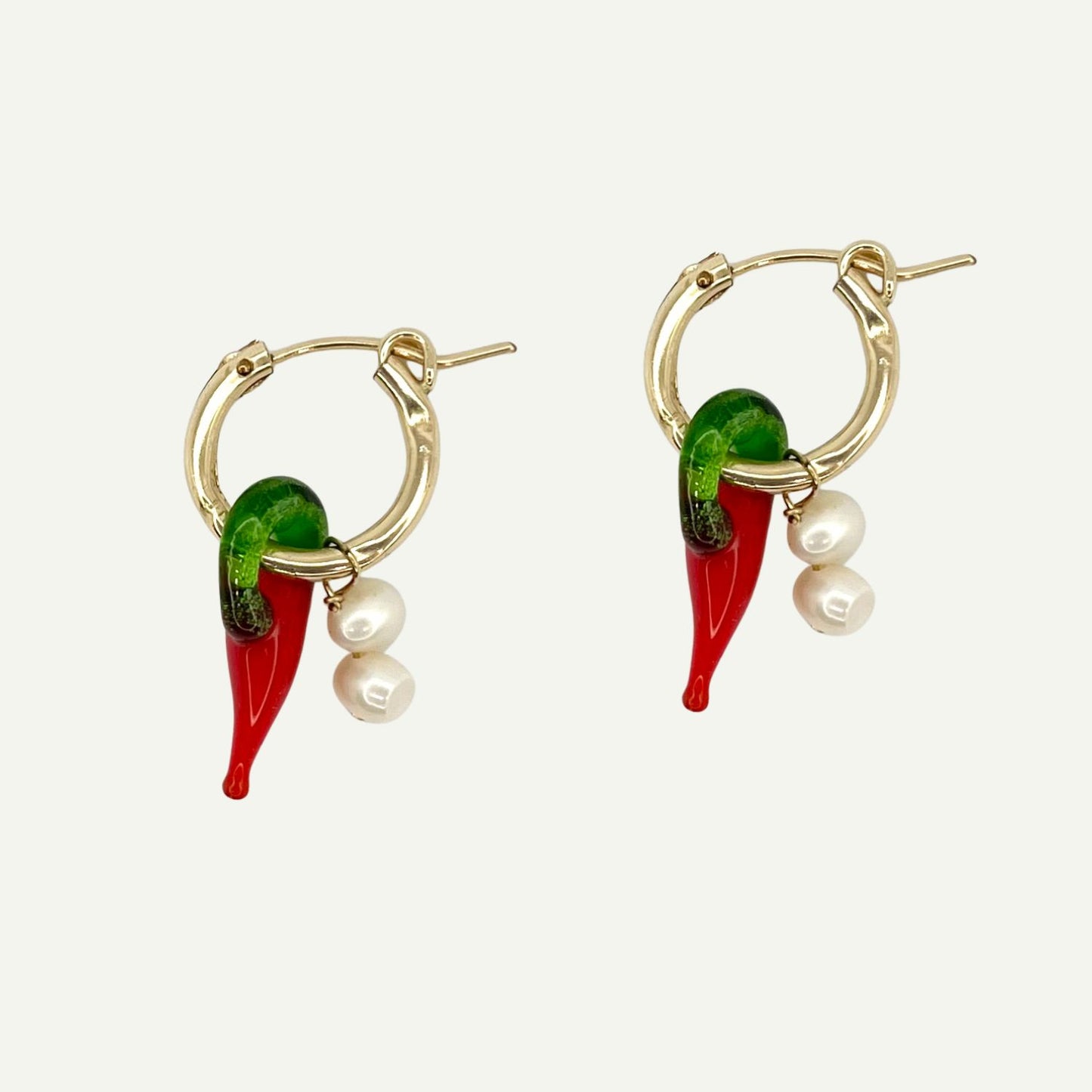 Picante Chilli & Pearl Hoop Earrings